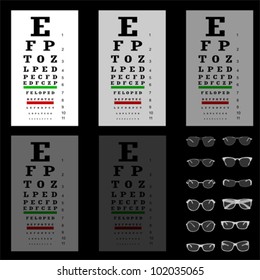 Eye Test Chart With Glasses, Vector