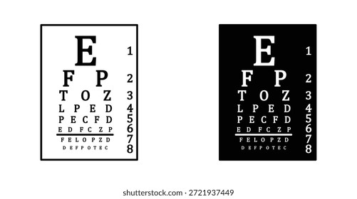 Icono de gráfico de prueba ocular. Línea con trazo editable y plano para el Web