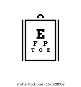 Eye Test Chart Line Art Icon. Outline, Linear Vector Icon Poster For Vision Testing.