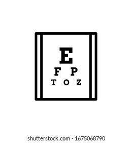 Eye Test Chart Line Art Icon. Outline, Linear Vector Icon Poster For Vision Testing.