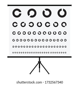 Eye Test Chart. Vision Exam. Optometrist Check. Medical Eye Diagnostic. Sight, Eyesight. Optical Examination. Isolated 