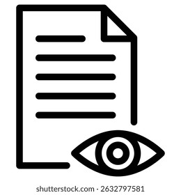 Ícone de documento de teste ocular Vetor de contorno preto e branco