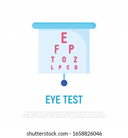Eye test flat icon. Ophthalmology, eyesight examination. Modern vector illustration.