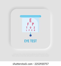 Eye test flat icon. Ophthalmology, eyesight examination. Modern vector illustration.