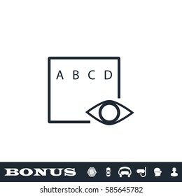 Eye test icon flat. Black pictogram on white background. Vector illustration symbol and bonus button