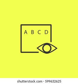 Eye test icon flat. Black pictogram on white background. Vector illustration symbol and bonus button
