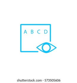 Eye test icon flat. Blue pictogram on white background. Vector illustration symbol