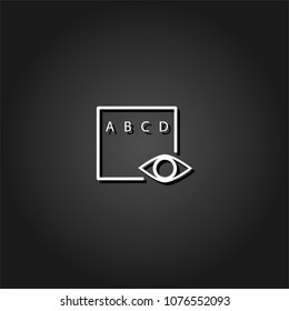 Eye test icon flat. Simple White pictogram on black background with shadow. Vector illustration symbol