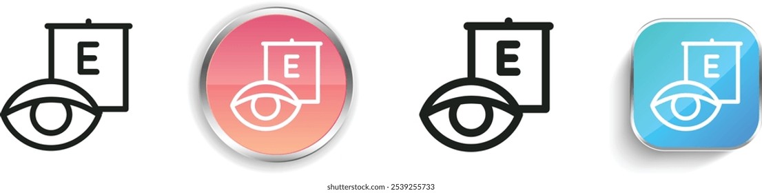 eye test icon. Thin Linear, Regular and Button Style Design Isolated On White Background