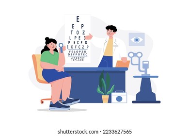 Eye Test Illustration concept. A flat illustration isolated on white background
