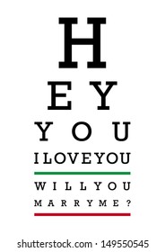 Eye test. I love you, will you marry me? 