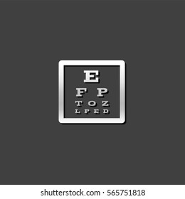 Eye test page icon in Metro user interface color style. Letters small tiny 