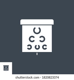 Eye Test related vector glyph icon. Isolated on black background. Vector illustration.