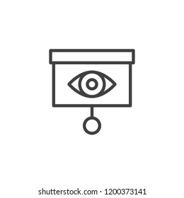 Eye test screen outline icon. linear style sign for mobile concept and web design. Eye diagnostic board simple line vector icon. Symbol, logo illustration. Pixel perfect vector graphics