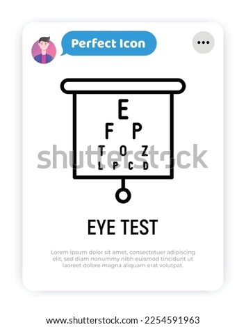 Eye test thin line icon. Ophthalmology, eyesight examination. Modern vector illustration.