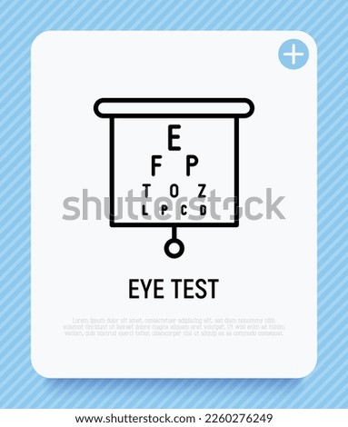Eye test thin line icon. Ophthalmology, eyesight examination. Modern vector illustration.