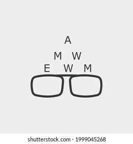 Signo de la ilustración del icono del vector de prueba ocular 