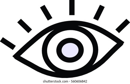 Eye thin contour icon isolated on white background. Protection concept.