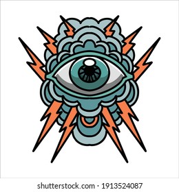 eye thunder tattoo vector design