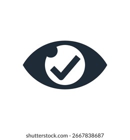 Ojo con garrapata. Atención, observación. Ilustración de icono lineal de Vector aislado sobre fondo blanco.