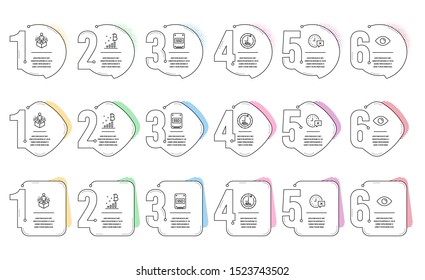 Eye, Time and Bitcoin graph line icons set. Infographic timeline. Ssd, Augmented reality and 48 hours signs. View or vision, Remove alarm, Cryptocurrency analytics. Solid-state drive. Vector