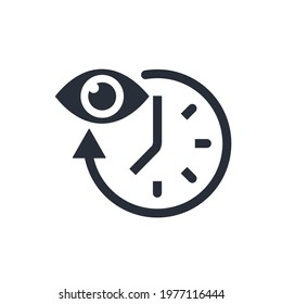 Eye and time. Control observation period. Vector icon isolated on white background.