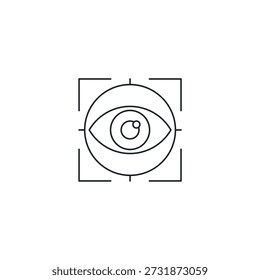 Icono de enfoque de seguimiento ocular, Ilustración vectorial de bloqueo del objetivo de la mirada de la pupila, Interfaz de visión biométrica