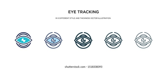 Eye Tracking Icon In Different Style And Thickness Vector Illustration. Two Colored And Black Eye Tracking Vector Icons In Filled, Outline, Line, Stroke Style Can Be Used For Web, Mobile, UI