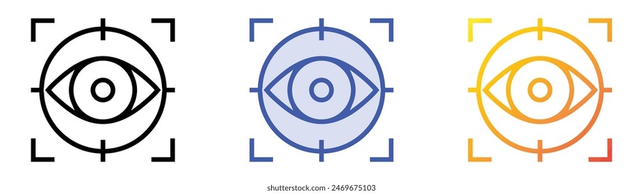 icono de seguimiento ocular. Diseño de estilo de relleno lineal, azul y degradado aislado sobre fondo blanco