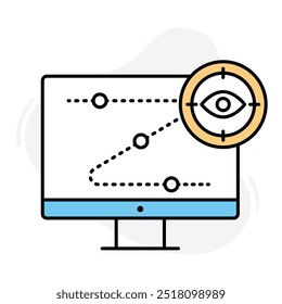  Eye Tracking Icon. Represents technology that monitors and analyzes eye movement.Vector illustration. 