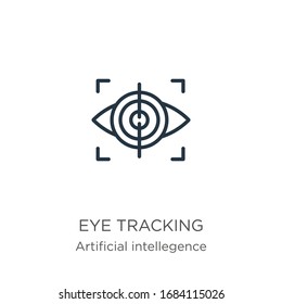 Eye Tracking Icon. Thin Linear Eye Tracking Outline Icon Isolated On White Background From Artificial Intellegence And Future Technology Collection. Line Vector Sign, Symbol For Web And Mobile