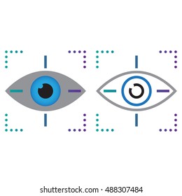 eye tracking line icon, outline and solid vector sign, linear and full pictogram isolated on white, colorful logo illustration