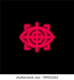 Eye tracking red glowing neon ui ux icon. Glowing sign logo vector