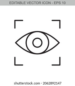 Eye Tracking sign. Editable stroke line icon. Vector illustration.