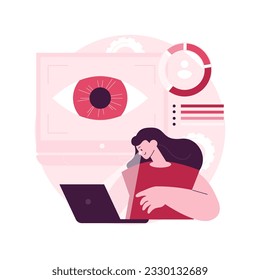 Eye tracking technology abstract concept vector illustration. Eye movement catching technology, gaze tracking, position sensor, innovative marketing, motion analyzing software abstract metaphor.