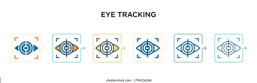 Eye Tracking Vector Icon In 6 Different Modern Styles. Black, Two Colored Eye Tracking Icons Designed In Filled, Outline, Line And Stroke Style. Vector Illustration Can Be Used For Web, Mobile, Ui