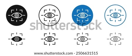 Eye tracking vector icon in black and blue colors