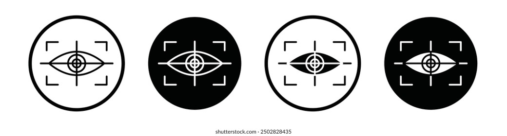 Eye tracking vector icon set black filled and outlined style.