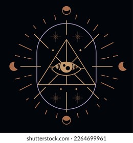 eye in triangle alchemy sketch icon
