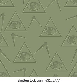 Eye in triangle. Seamless background