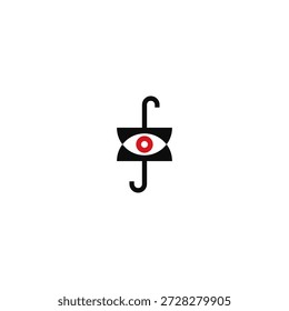 Ojo de dos paraguas logotipo de espacio negativo.