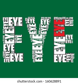 eye typography 3d text word art vector illustration eye word cloud