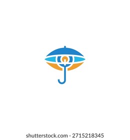 Ojo en forma de paraguas diseño de logotipo abstracto.