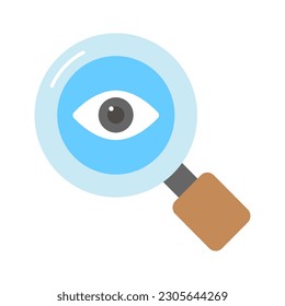 An eye under the magnifier showing concept icon of monitoring in trendy style