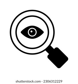 An eye under the magnifier showing concept icon of monitoring in trendy style