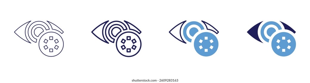 Eye UV damage icon in 4 different styles. Thin Line, Line, Bold Line, Duotone. Duotone style. Editable stroke.