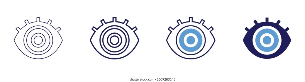 Eye UV ray sensitivity icon in 4 different styles. Thin Line, Line, Bold Line, Duotone. Duotone style. Editable stroke.
