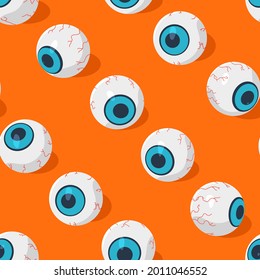 Eye vector cartoon seamless pattern.