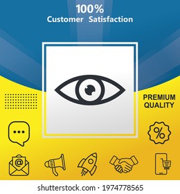 eye vector glyph color icon. With yellow and blue background option