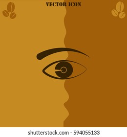 Eye vector  icon Coffee symbol background.